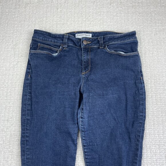 American Apparel Jeans Womens 32 Dark Blue Denim USA Made Skinny - Picture 2 of 16